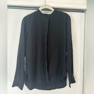 Minimalist office chic Polo Ralph Lauren blue label 8 black 100% silk blouse